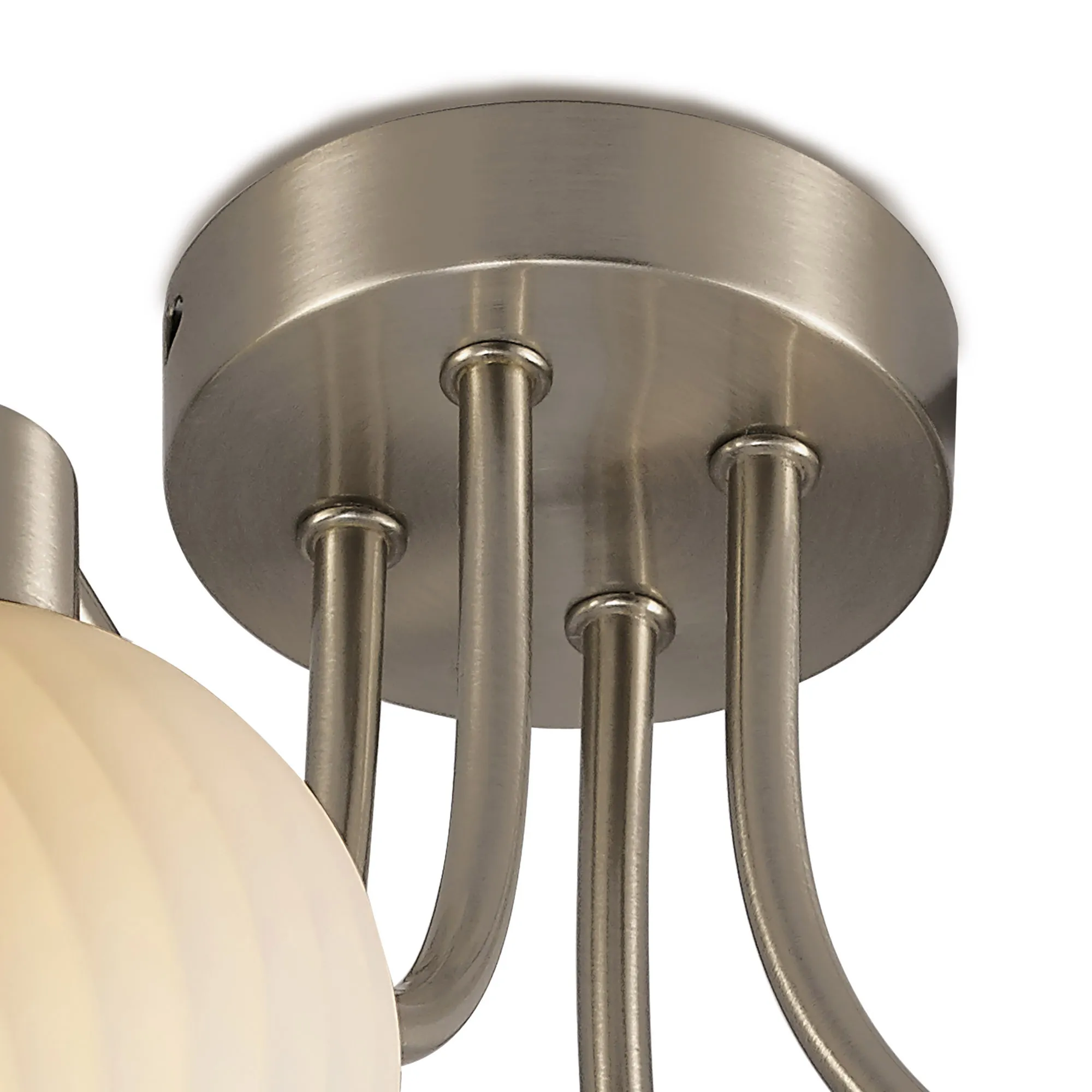 Carmen 57cm Ceiling 4 Light Satin Nickel, Opal White D0067  Deco Carmen